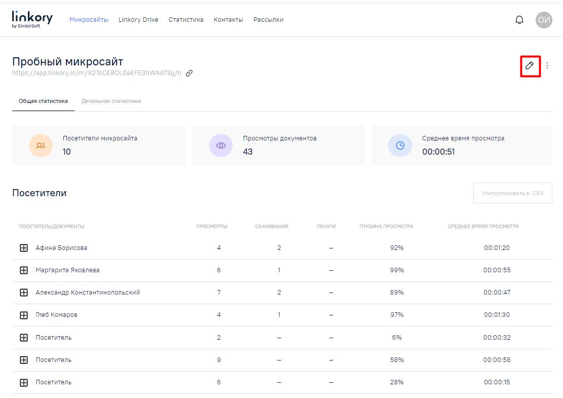 Вкладка «Общая статистика»