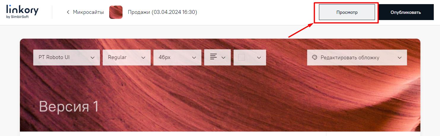 Кнопка "Просмотр"