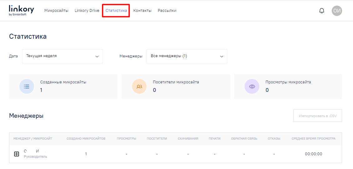 Страница «Статистика»